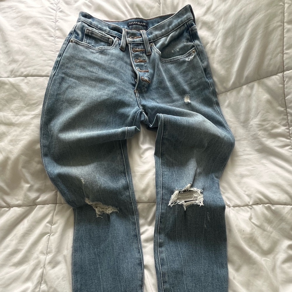 Lucky Brand Women's Distressed Blue Skinny Jeans